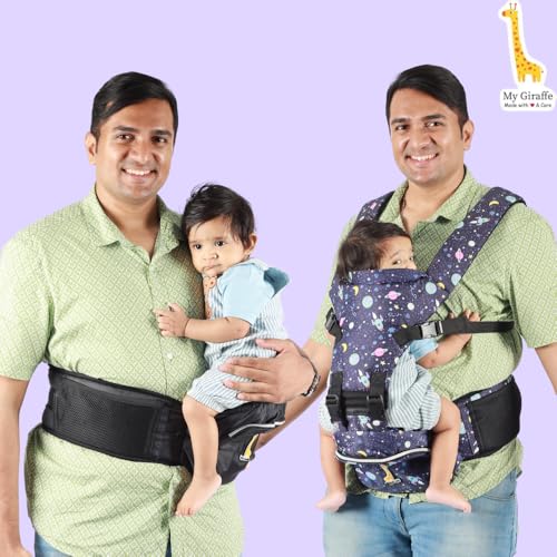 My Giraffe Hippy Snug 2-in-1 Hip Seat Baby Carrier with Detachable Top Part, Essentials Storage Space|Upto 20kgs|6 Carry Positions (Dino Print, Infant, Multicolor) - Image 2