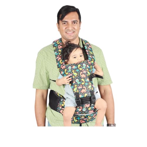 My Giraffe Hippy Snug 2-in-1 Hip Seat Baby Carrier with Detachable Top Part, Essentials Storage Space|Upto 20kgs|6 Carry Positions (Dino Print, Infant, Multicolor) - Image 1