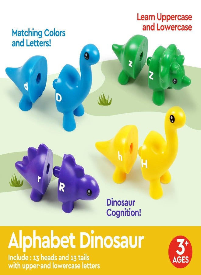 GKDOMS Alphabet Dinosaurs Matching Toy, Toddlers ABC Learning Dinosaurs with Uppercase Lowercase, Match and Snap Fine Motor Game Preschool Learning Activities Exchange Birthday Gifts for Kid Boys & Girls - Image 2