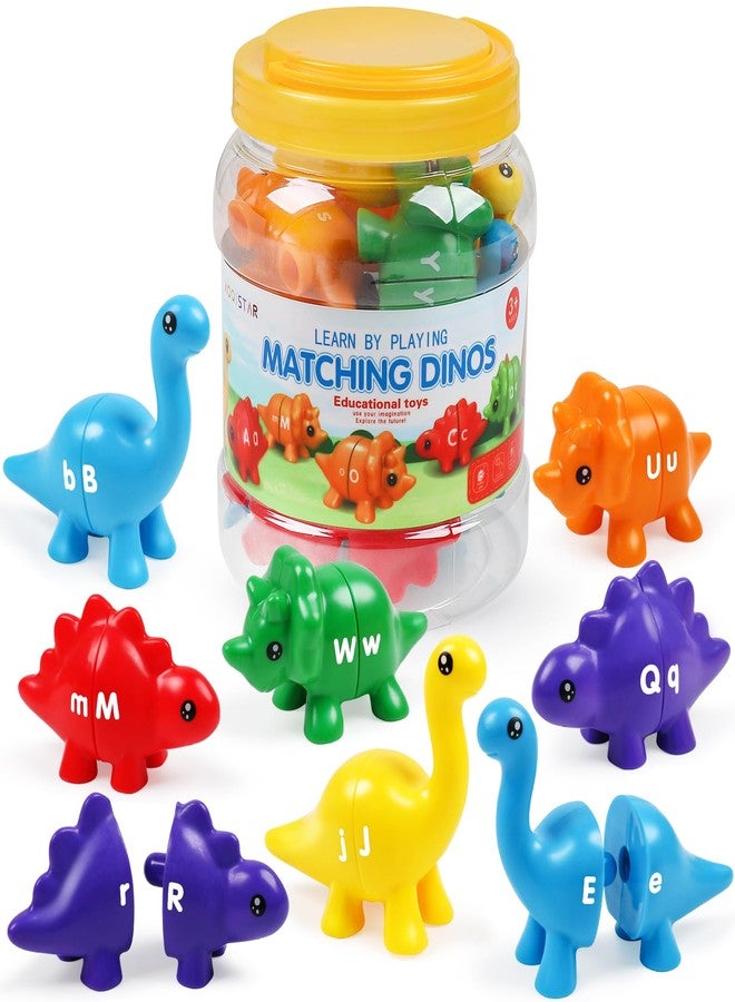 GKDOMS Alphabet Dinosaurs Matching Toy, Toddlers ABC Learning Dinosaurs with Uppercase Lowercase, Match and Snap Fine Motor Game Preschool Learning Activities Exchange Birthday Gifts for Kid Boys & Girls - Image 1