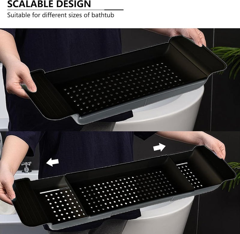 Tearom Bath Tub Tray - Stretchable, Strong Load-Bearing, Plastic, Anti-Slip Design - Ultimate Bathtub Caddy Tray - Image 3