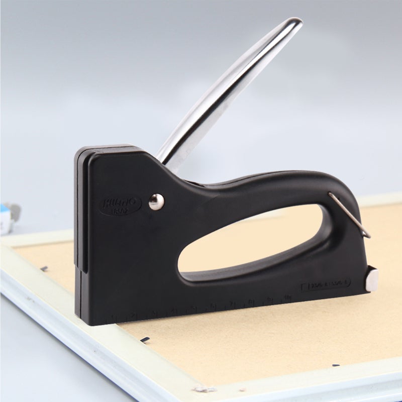 Manual Stapler: Black Compact Design - Premium High Hardness Material Comfortable Handle for Book Binding, Furniture Decoration, Woodworking, Carton Making - Image 3