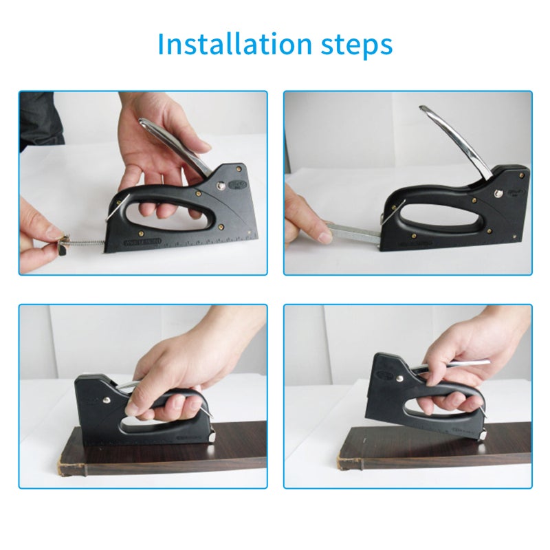 Manual Stapler: Black Compact Design - Premium High Hardness Material Comfortable Handle for Book Binding, Furniture Decoration, Woodworking, Carton Making - Image 2
