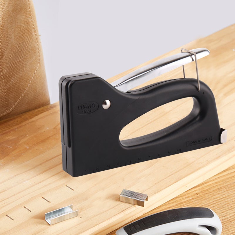 Manual Stapler: Black Compact Design - Premium High Hardness Material Comfortable Handle for Book Binding, Furniture Decoration, Woodworking, Carton Making - Image 5