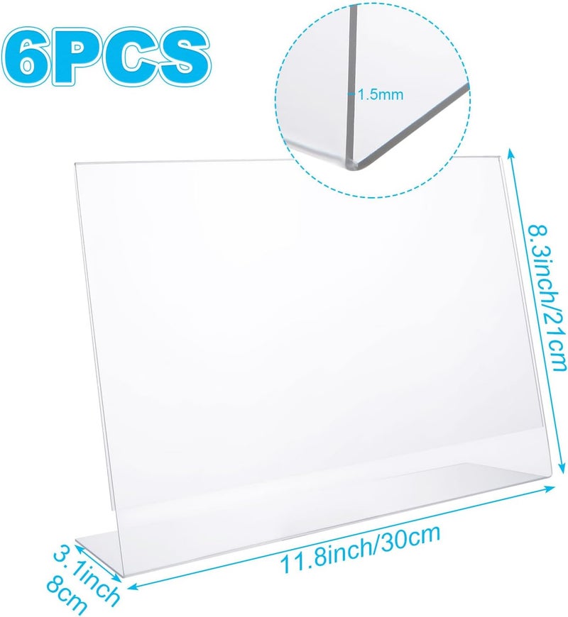 TPGP SHUESS 6 Pcs A4 Acrylic Sign Holder - Landscape Display Stand - 11.6 x 8.3 Inches - Image 2