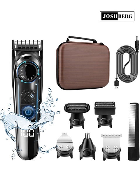 5 in 1 Hair Trimmer Shaver Set for Men, Multifunctional Men's Shaving, Hair Cutting, Nose Hair, 10 Length Settings, with Storage Bag, Waterproof USB Rechargeable, Suitable for Facial and Body Beauty
