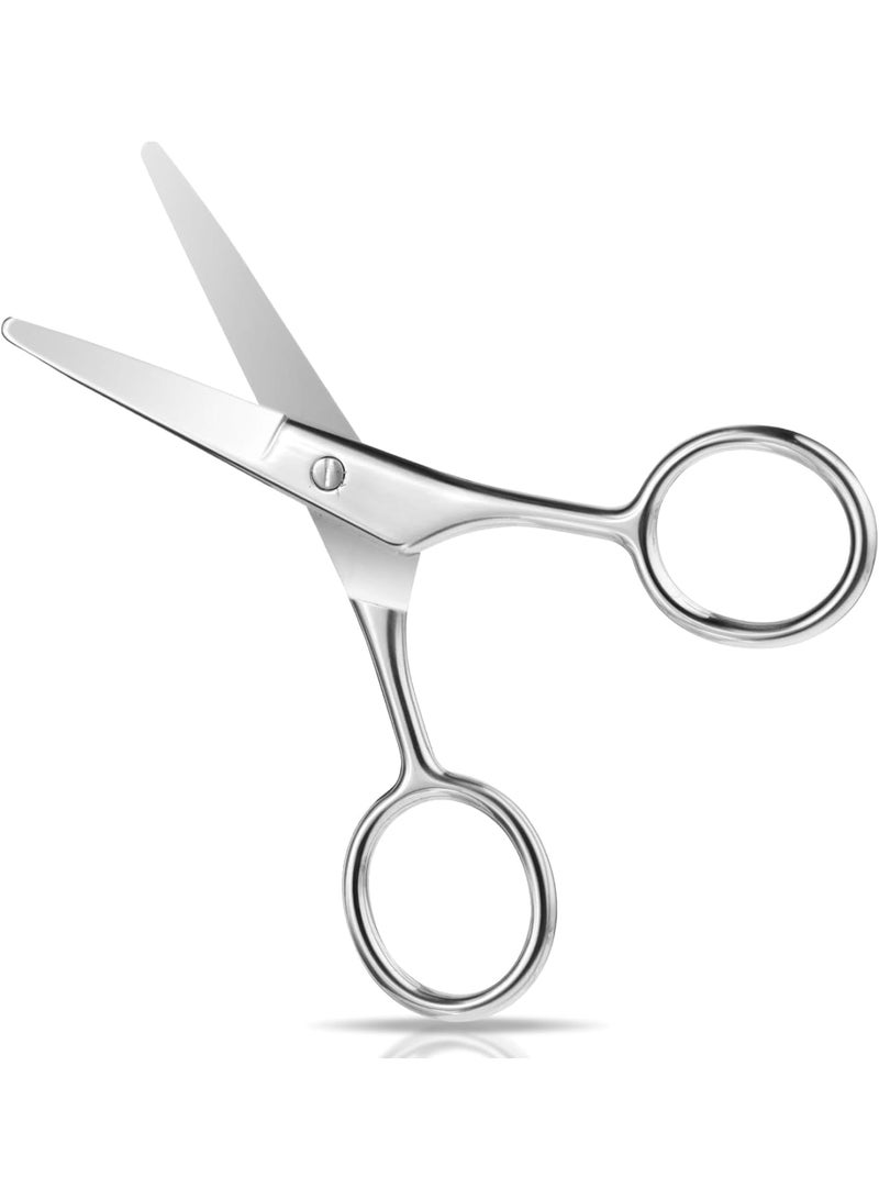 SOLARAE Eyebrow Scissors, 2 Pack Stainless Steel Round Head Design, Multi-Purpose Grooming for Women Men, Beauty Trimmer for Nose Hair, Ear, Beard, Eyelashes, Silver - Image 1