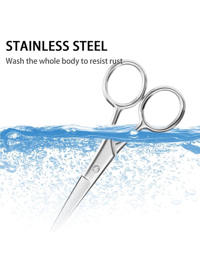 SOLARAE Eyebrow Scissors, 2 Pack Stainless Steel Round Head Design, Multi-Purpose Grooming for Women Men, Beauty Trimmer for Nose Hair, Ear, Beard, Eyelashes, Silver - Image 4