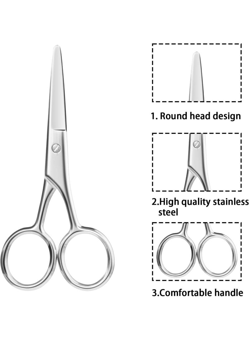 SOLARAE Eyebrow Scissors, 2 Pack Stainless Steel Round Head Design, Multi-Purpose Grooming for Women Men, Beauty Trimmer for Nose Hair, Ear, Beard, Eyelashes, Silver - Image 2