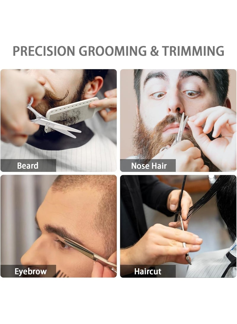 SOLARAE Eyebrow Scissors, 2 Pack Stainless Steel Round Head Design, Multi-Purpose Grooming for Women Men, Beauty Trimmer for Nose Hair, Ear, Beard, Eyelashes, Silver - Image 5