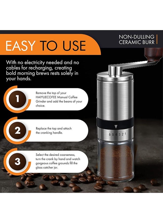 Arabest Manual Coffee Grinder with 6 Gears Adjustable Coarseness,Manual Coffee Bean Grinder with Ceramic Burrs,Hand Coffee Grinder for Home/Office/Travel/Camping/Kitchen/Gift  - Image 3