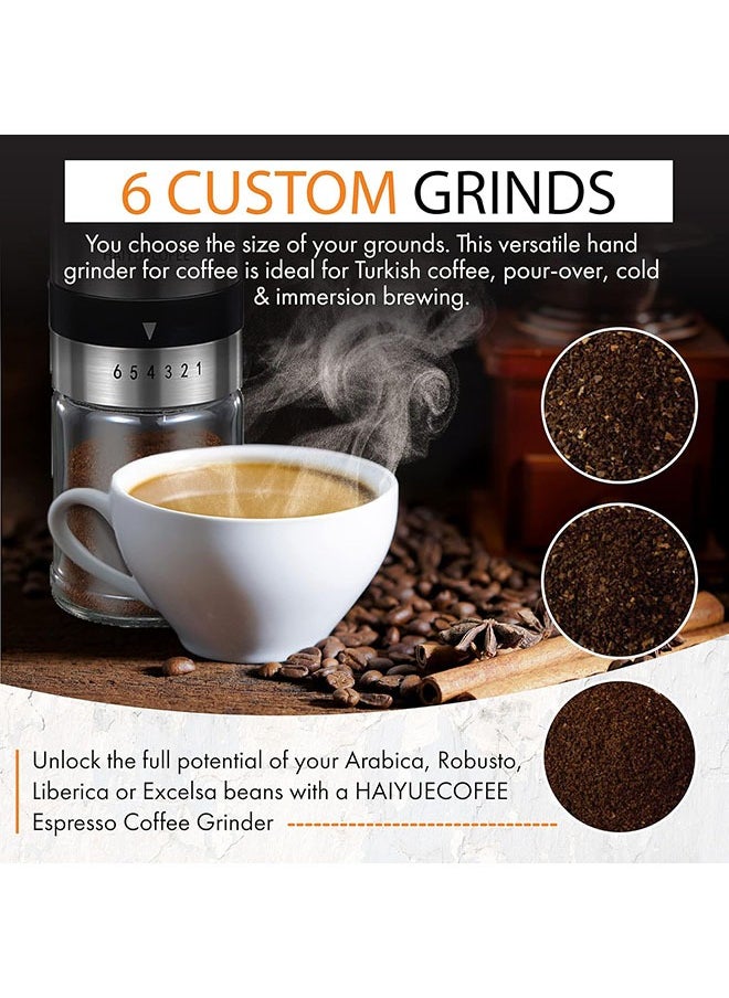 Arabest Manual Coffee Grinder with 6 Gears Adjustable Coarseness,Manual Coffee Bean Grinder with Ceramic Burrs,Hand Coffee Grinder for Home/Office/Travel/Camping/Kitchen/Gift  - Image 2