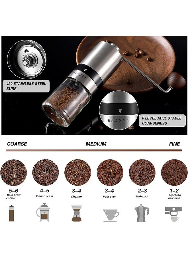 Arabest Manual Coffee Grinder with 6 Gears Adjustable Coarseness,Manual Coffee Bean Grinder with Ceramic Burrs,Hand Coffee Grinder for Home/Office/Travel/Camping/Kitchen/Gift  - Image 4