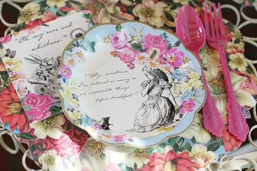 Talking Tables Truly Alice Disposable Plates, 12 Count, 7.3 inches for Tea Party or Birthday, Pink - Image 4
