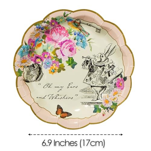 Talking Tables Truly Alice Disposable Plates, 12 Count, 7.3 inches for Tea Party or Birthday, Pink - Image 3