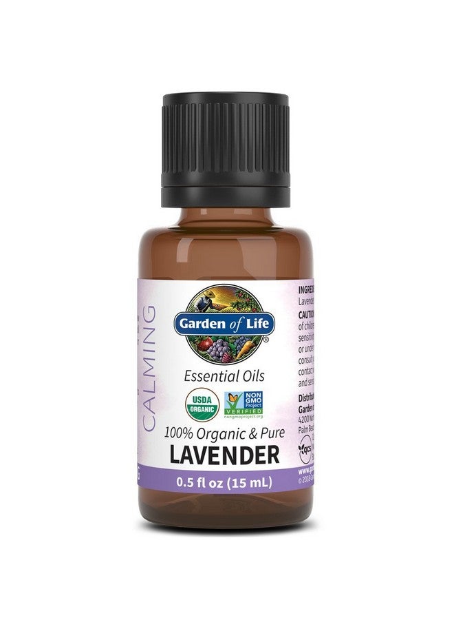 Garden of Life Garden of Life Essential Oil, Lavender 0.5 fl oz (15 mL), 100% USDA Organic & Pure, Clean, Undiluted & Non-GMO - for Diffuser, Aromatherapy, Meditation, Skincare, Sleep - Calming, Relaxing, Soothing  - Image 1