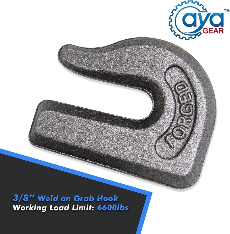 AYA GEAR Weld-on Grab Chain Hook 3/8-in Heavy Duty Tow Hook G70 Forged Steel (2Pcs) - Image 4