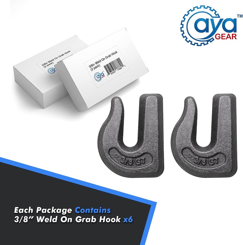 AYA GEAR Weld-on Grab Chain Hook 3/8-in Heavy Duty Tow Hook G70 Forged Steel (2Pcs) - Image 2