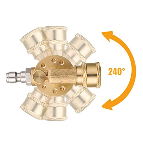 FIXFANS Pressure Washer Pivoting Coupler, 1/4” Quick Connect Gutter Cleaner Attachment, 240 Degree with 7 Angles for Power Washer Spray Nozzle, 4500PSI - Image 5