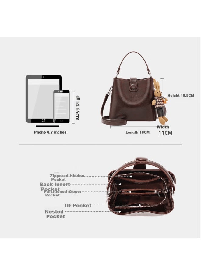 Yuyula Women's Leather Crossbody Bucket Bag Luxury Shoulder Bag Gift For Women's Day Birthday - Image 2