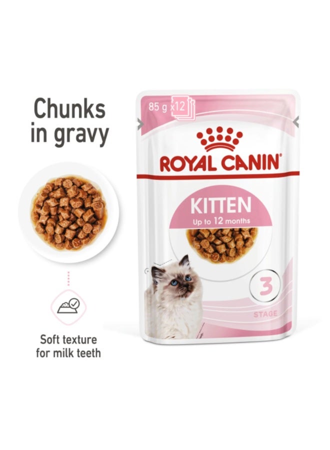 Royal Canin Feline Health Nutrition Kitten Gravy Wet Food - 12x85g - Image 2