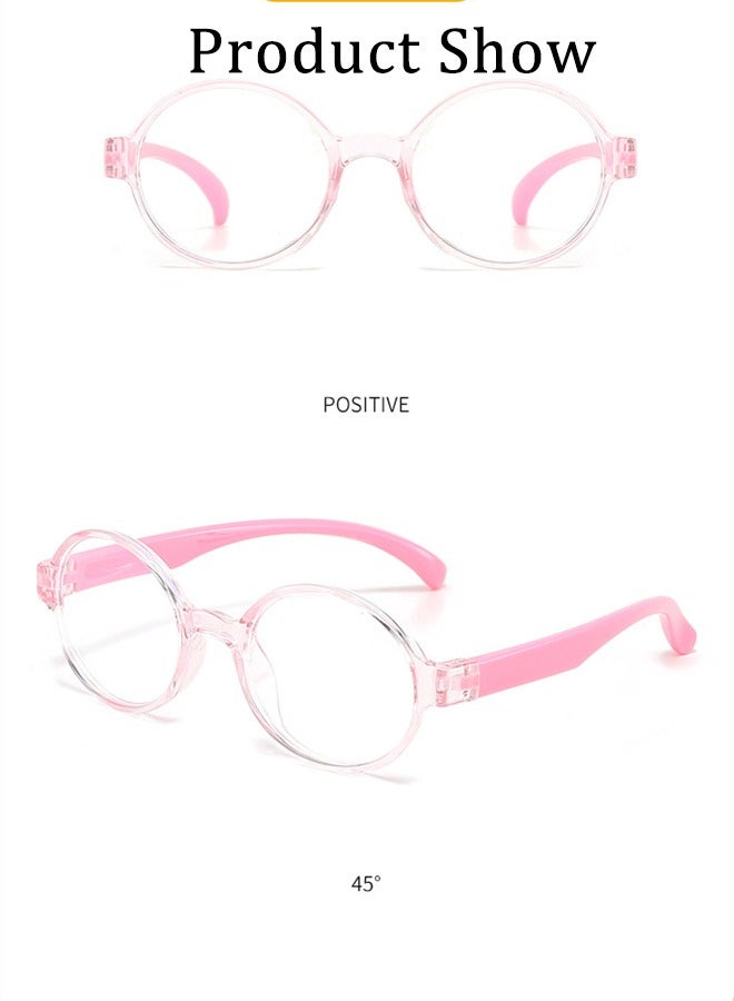 AZorb Kids Blue Light Glasses Boys Girls Round Soft Material Eyeglasses Blue Light Blocking Eye Glasses Light Weight UV Protection Reading Gaming Computer Phone Glasses for 4 to12 Years Pink  - Image 4