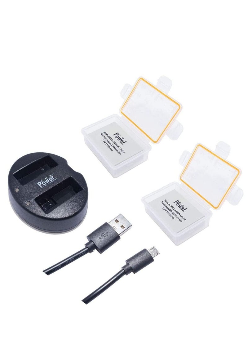 DMK Power - DMK Power LP-E8 1150mAh Replacement Battery with Battery Protection Box 2Pack and 1 x Dual USB Charger Kit Compatible With Canon EOS 550D, EOS 600D, EOS 700D etc - Image 1
