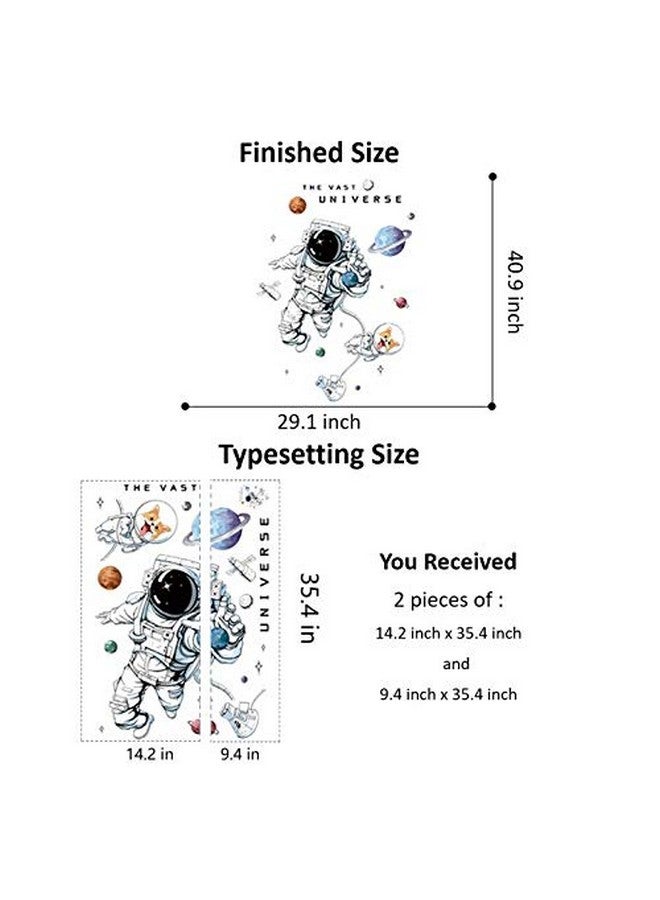 ROFARSO Astronaut Wall Stickers Planet Space Corgi Dog DIY Vinyl Removable Large Wall Decals Art Decorations Decor for Kids Boys Bedroom Living Room Playing Room Murals - Image 3