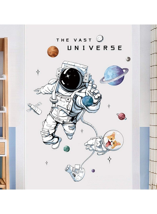 ROFARSO Astronaut Wall Stickers Planet Space Corgi Dog DIY Vinyl Removable Large Wall Decals Art Decorations Decor for Kids Boys Bedroom Living Room Playing Room Murals - Image 2