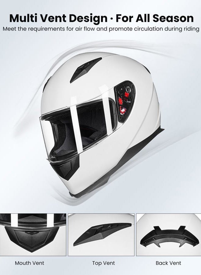 ILM Full Face Motorcycle Street Bike Helmet with Removable Winter Neck Scarf + 2 Visors DOT (S, White) - Image 3