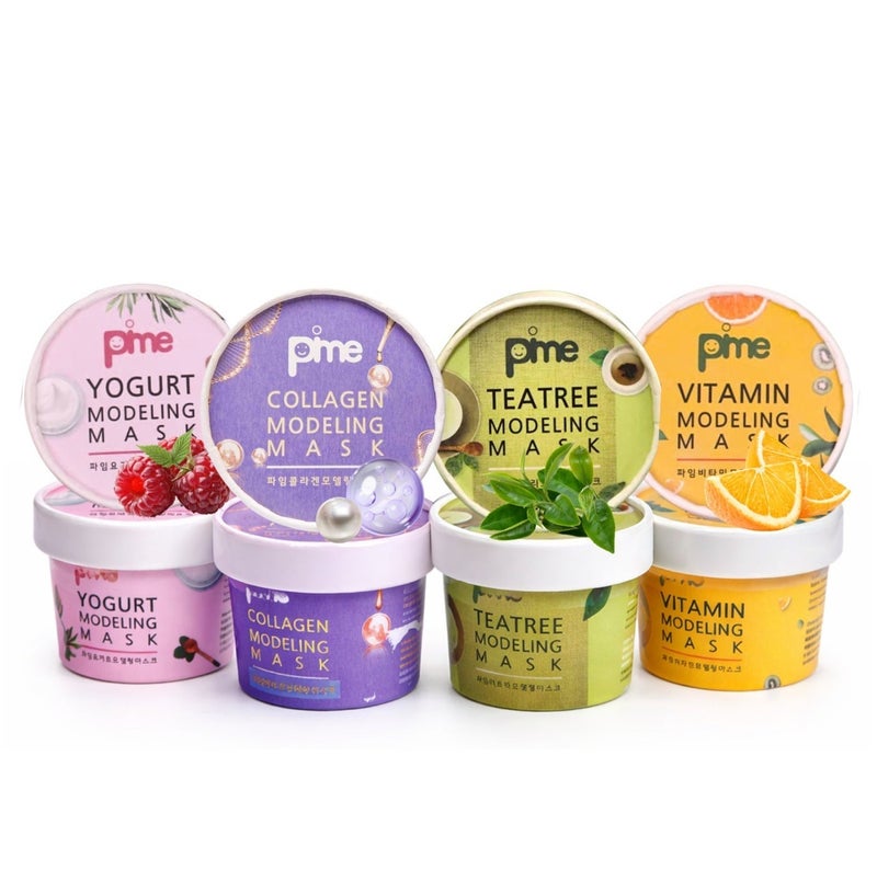 PIME Korean Clay Mask Set 8x25g – Vitamin C, Tea Tree, Yogurt & Collagen | Brightening, Firming, Hydrating Face Masks | Anti-Aging & Acne-Prone Skin Care - Image 1