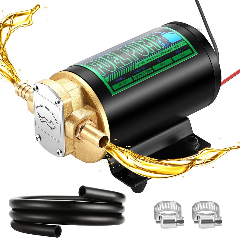 Mxmoonant 12V Oil Transfer Pump 32GPM Self Priming Oil Change Extractor Pump Fuel Transfer Pump with Hoses for Diesel Kerosene Marine Boat Truck