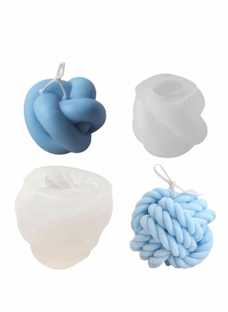 Excefore Ball Candle Molds, 2 Pack Woolen Ball Mould and Knot Mold,Ball of Yarn Design Fondant Mold  - Image 1