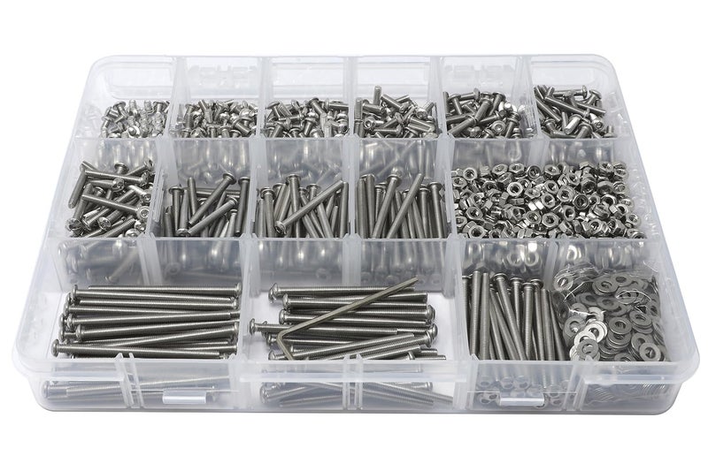 iexcell 1500 Pcs M3 x 4/6/8/10/12/16/20/25/30/35/40/45/50 Stainless Steel 304 Hex Socket Button Head Cap Screws Bolts Nuts Washers Assortment Kit - Image 2