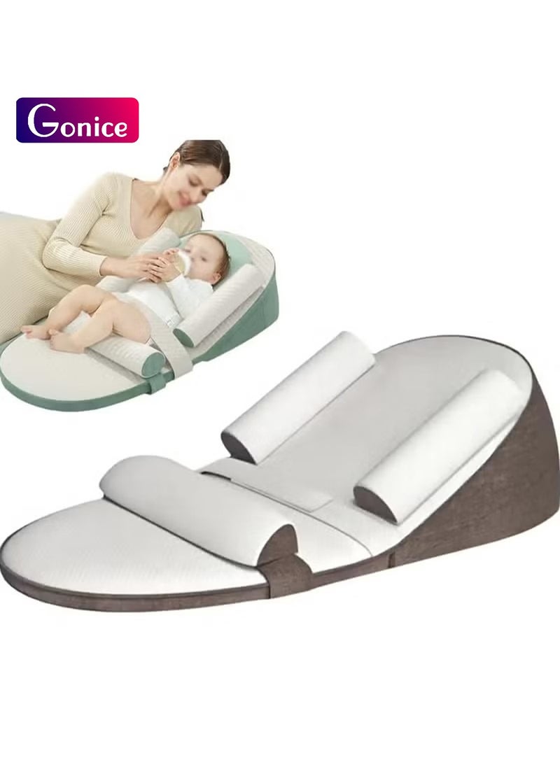 Gonice - Baby Wedge Pillow Baby Nursery Pillows, Ergonomic Anti Vomiting Pillow, Prevent Spitting Flat Head Reflux, Height Adjustable Breastfeeding Pillow, Side Rails to Prevent Infant From Falling（coffee） - Image 1