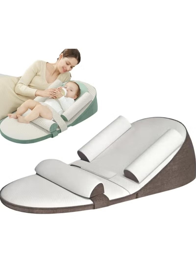 Gonice - Baby Wedge Pillow Baby Nursery Pillows, Ergonomic Anti Vomiting Pillow, Prevent Spitting Flat Head Reflux, Height Adjustable Breastfeeding Pillow, Side Rails to Prevent Infant From Falling（coffee） - Image 1