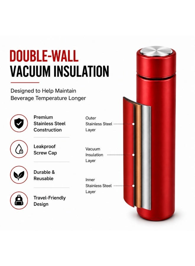 Rich Life 500ml Vacuum Insulated Stainless Steel Water Bottle | Double Wall Thermo Flask with Leakproof Screw Lid for Hot & Cold Drinks - Image 2