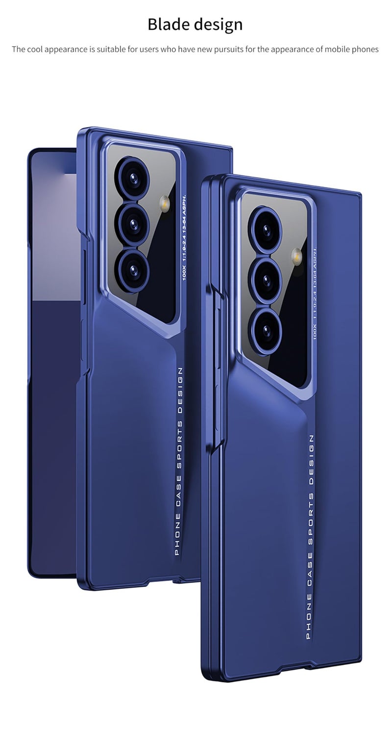 Midkart Matte Case Compatible with Samsung Galaxy Z Fold 7 Release 2025 Ultra Thin Hard PC with Front Glass Cover Glossy Camera Protection, Blue - Image 3
