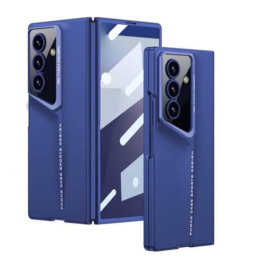 Midkart Matte Case Compatible with Samsung Galaxy Z Fold 7 Release 2025 Ultra Thin Hard PC with Front Glass Cover Glossy Camera Protection, Blue - Image 1