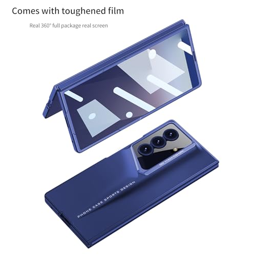 Midkart Matte Case Compatible with Samsung Galaxy Z Fold 7 Release 2025 Ultra Thin Hard PC with Front Glass Cover Glossy Camera Protection, Blue - Image 5