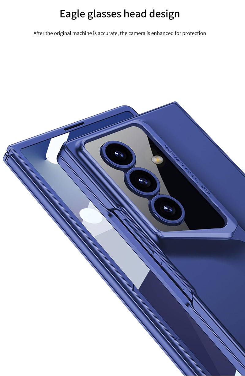 Midkart Matte Case Compatible with Samsung Galaxy Z Fold 7 Release 2025 Ultra Thin Hard PC with Front Glass Cover Glossy Camera Protection, Blue - Image 4