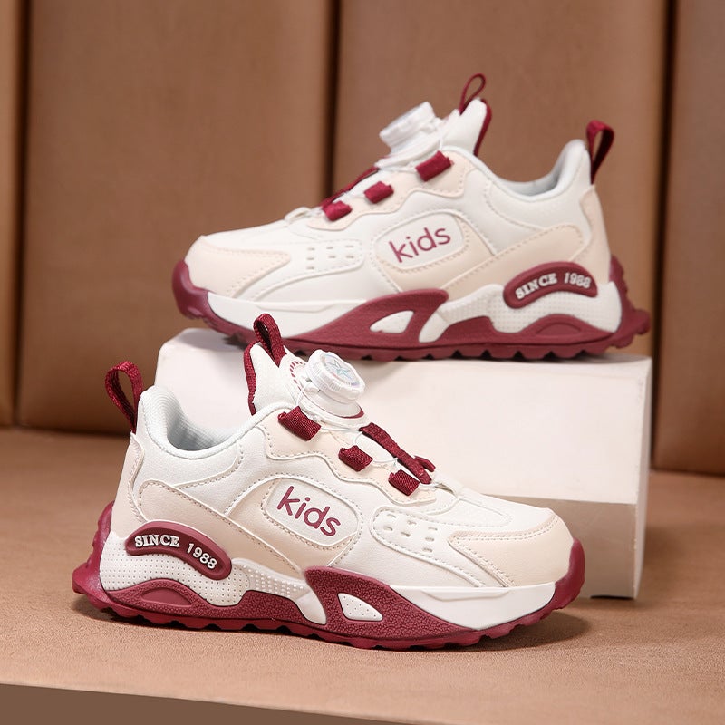 Girls' Sports Shoes 2025 Style For Older Children, Leather Waterproof Button Running Shoes, Children'S Soft Sole - Image 4