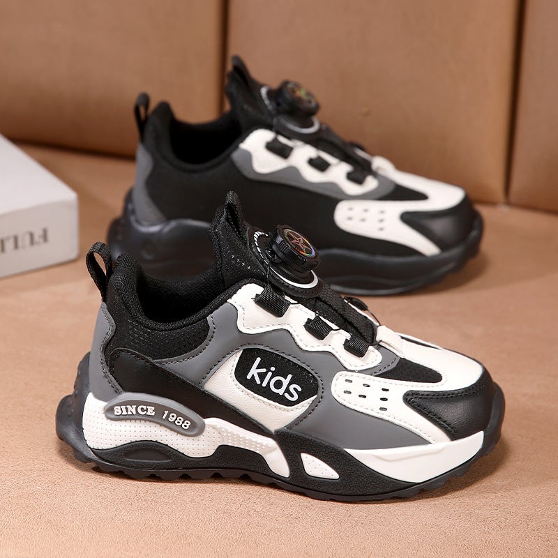 Girls' Sports Shoes 2025 Style For Older Children, Leather Waterproof Button Running Shoes, Children'S Soft Sole - Image 5