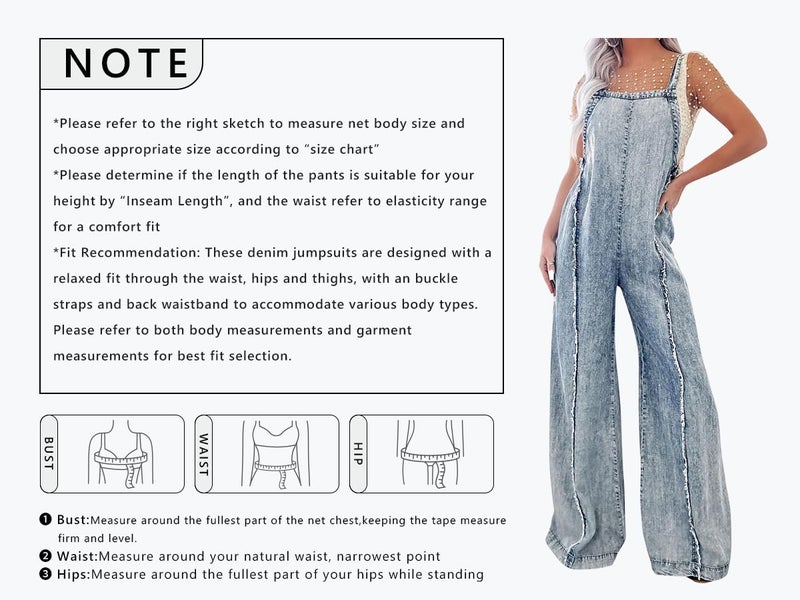 CHARTOU Women Loose Fit Denim Jumpsuit Adjustable Straps Wide Leg Long Pants Frayed Jean Overalls (Large, Tan) - Image 4