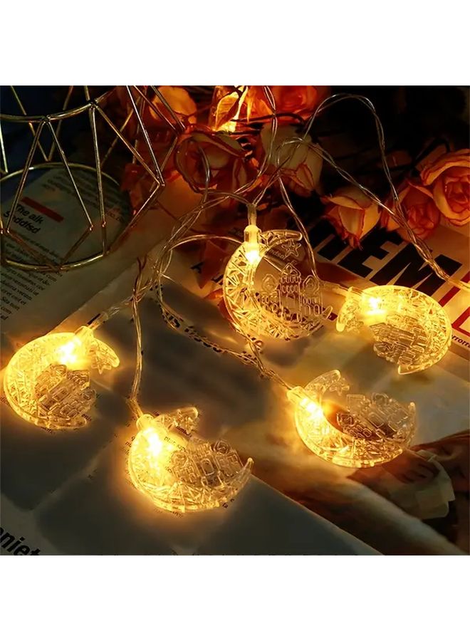 فوريول ستار أضواء رمضان، أضواء نافذة خيوط، أضواء زينة عيد مبارك مع 40 مصباح LED، تعمل بالبطارية، دافئة باللون الأبيض، 6 أمتار - Image 1