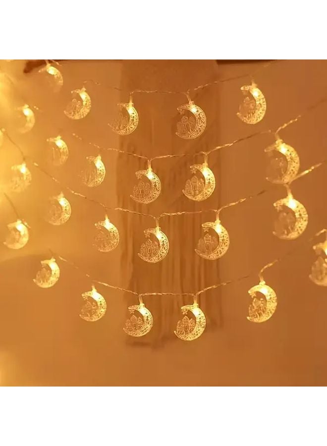 فوريول ستار أضواء رمضان، أضواء نافذة خيوط، أضواء زينة عيد مبارك مع 40 مصباح LED، تعمل بالبطارية، دافئة باللون الأبيض، 6 أمتار - Image 4