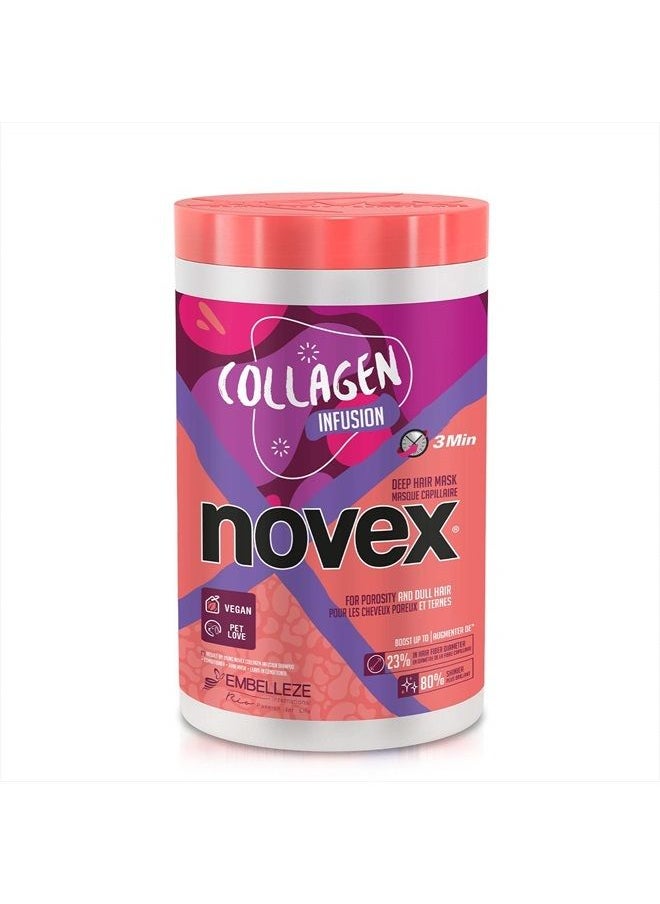 NOVEX Novex Value Size Deep Conditioning Hair Masks infused with Natural Ingredients -Novex Collagen Infusion Hair Mask for Stronger Thicker and Shinier Hair (1kg/35oz)  - Image 1