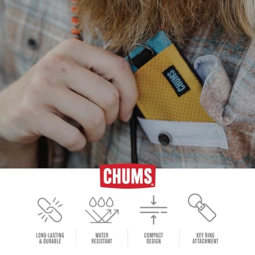 Chums Surfshorts Wallet - Lightweight Slim Wallet with RFID Blocking Card & Clear ID Window - Zippered, Water Resistant w/Key Ring (Pink/Blue Swirl) - Image 5