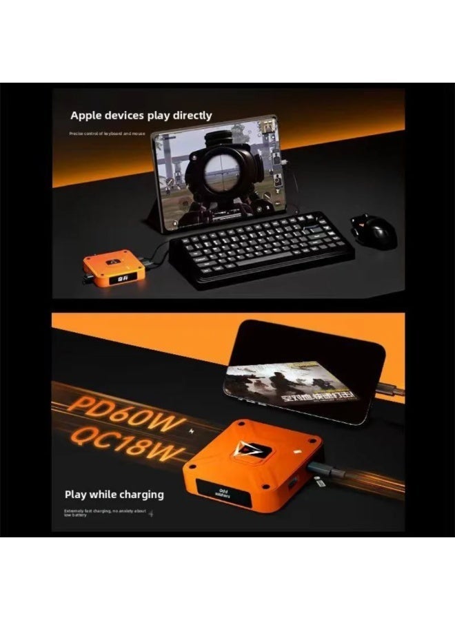 قطعة كيبورد و ماوس AIMZENIX AX360M ربط الماوس والكيبورد للايفون والايباد لنظام iOS شحن سريع PD 60W استجابة 1000Hz منفذ سماعة 3.5mm ودعم QC 18W اللون برتقالي - Image 3