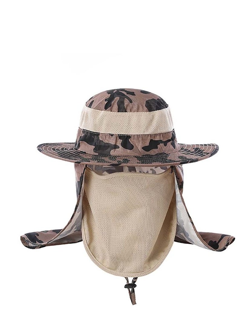 Loquat Camouflage 360-degree sunscreen fishing neck and wide brimmed face hat
